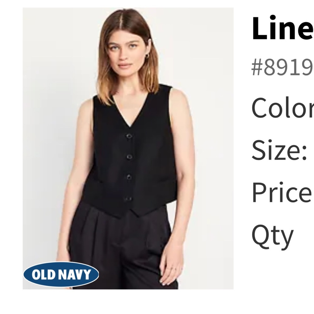 Old Navy Linen Blend Black Vest size small NWOT